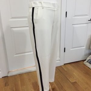 Zara White Pants with Black Stripe Down Sides